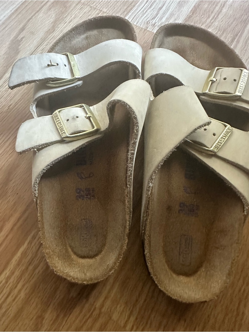 Birkenstock Cream Suede Double Strap Slide Sandals Size 39 - Picture 2 of 5